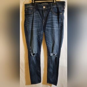 Express Women's's Dark Blue Ripped Skinny Jeans